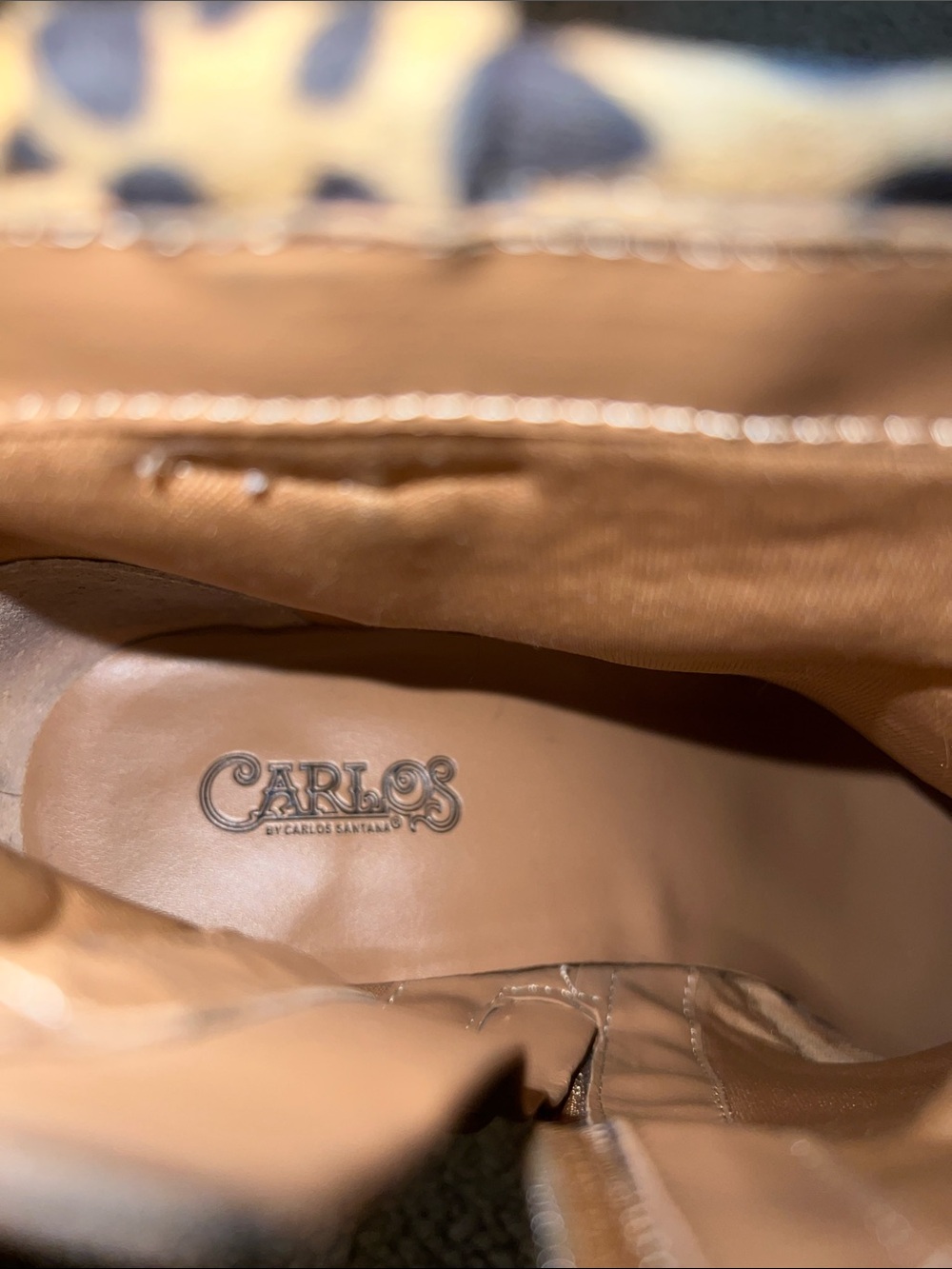 Carlos Santana Leopard Print Ankle Boots - Tan and Black - Picture 2 of 13